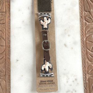 White Stone Cactus Leather Adjustable Band For Apple Watch 38-40mm